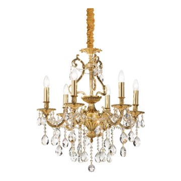 Ideal Lux - Candeeiro suspenso de cristal GIOCONDA 6xE14/40W/230V diâmetro 62 cm dourado