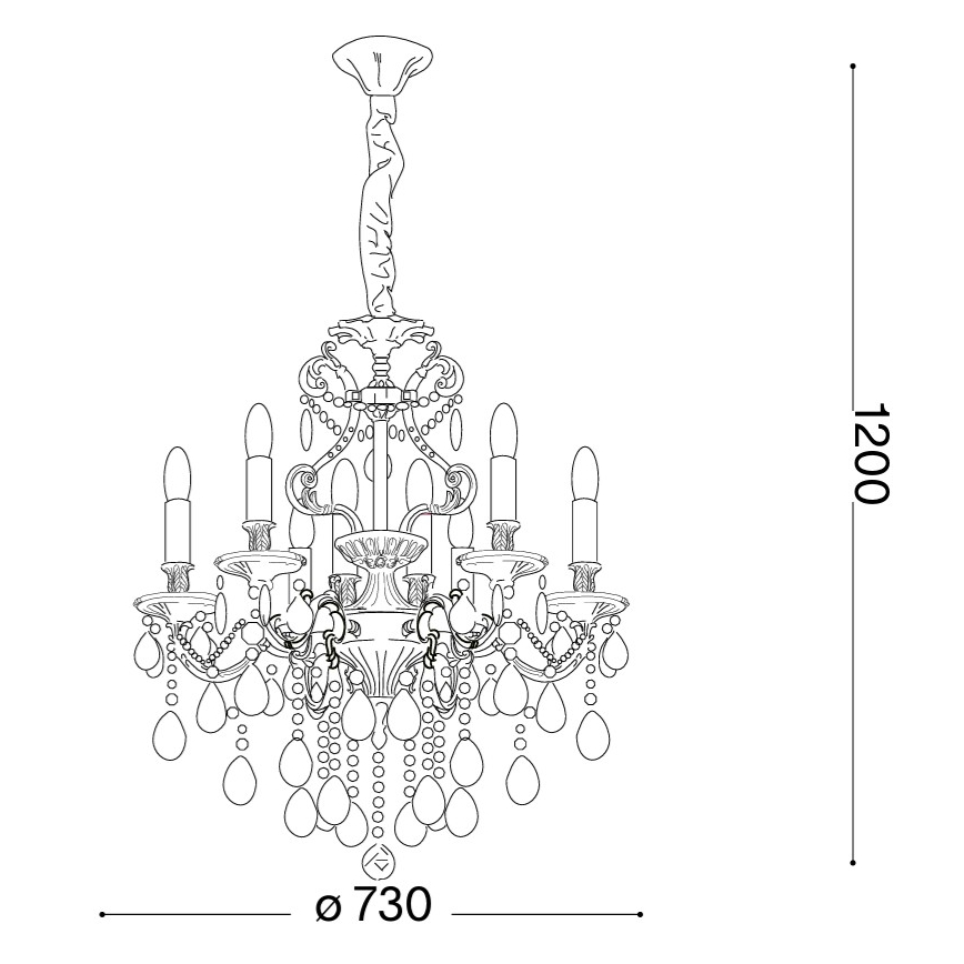 Ideal Lux - Candeeiro suspenso de cristal GIOCONDA 8xE14/40W/230V diâmetro 73 cm prateado