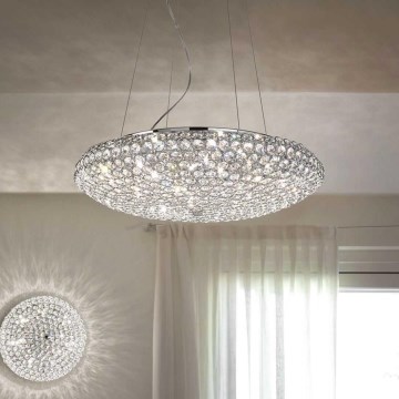 Ideal Lux - Candeeiro suspenso de cristal LED KING 12xG9/3W/230V diâmetro 65 cm cromado brilhante