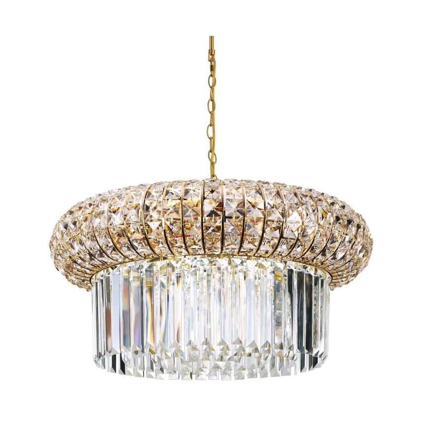Ideal Lux - Candeeiro suspenso de cristal NABUCCO 12xE14/40W/230V diâmetro 60 cm dourado