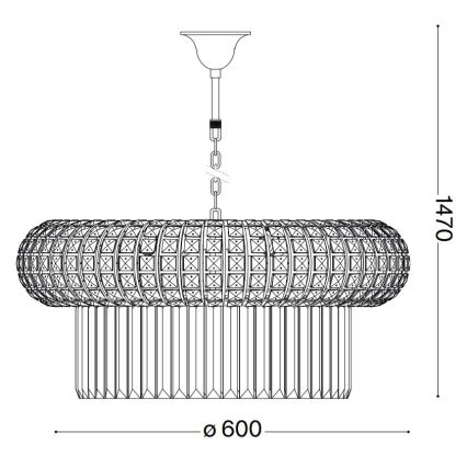 Ideal Lux - Candeeiro suspenso de cristal NABUCCO 12xE14/40W/230V diâmetro 60 cm dourado