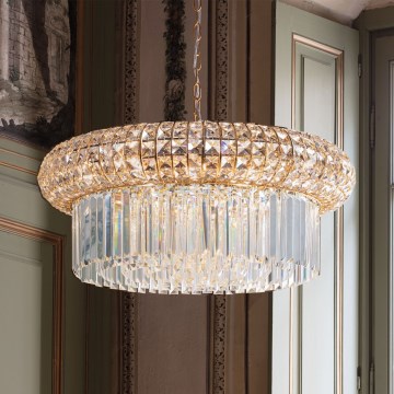 Ideal Lux - Candeeiro suspenso de cristal NABUCCO 16xE14/40W/230V diâmetro 70 cm dourado