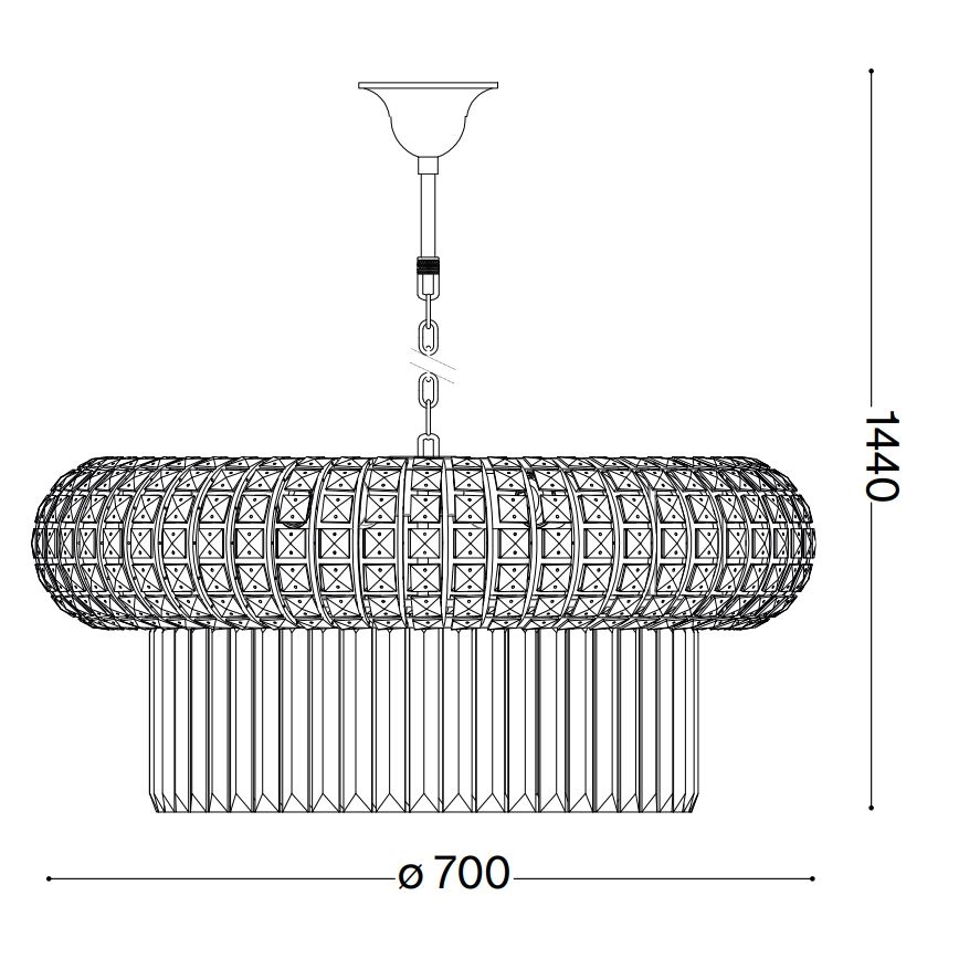 Ideal Lux - Candeeiro suspenso de cristal NABUCCO 16xE14/40W/230V diâmetro 70 cm dourado