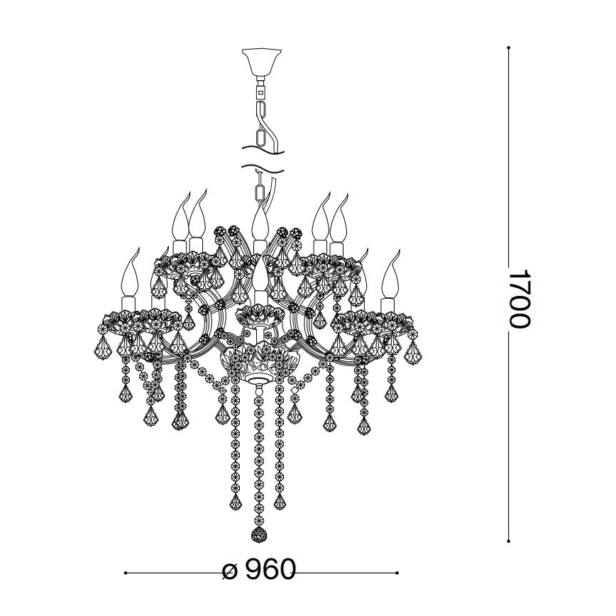 Ideal Lux - Candeeiro suspenso de cristal NAPOLEON 18xE14/40W/230V diâmetro 96 cm cromado brilhante
