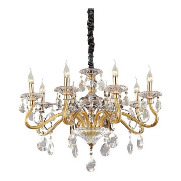 Ideal Lux - Candeeiro suspenso de cristal NEGRESCO 8xE14/28W/230V diâmetro 73,5 cm dourado