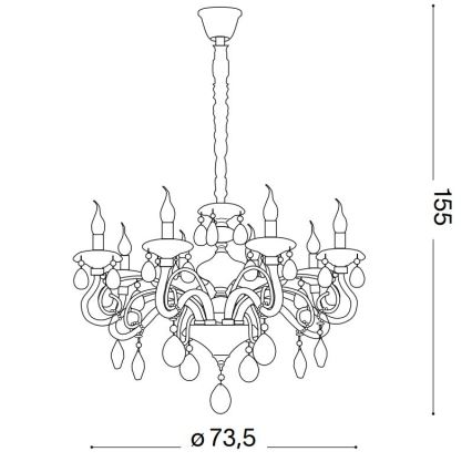 Ideal Lux - Candeeiro suspenso de cristal NEGRESCO 8xE14/28W/230V diâmetro 73,5 cm transparente