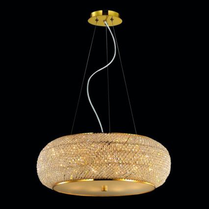 Ideal Lux - Candeeiro suspenso de cristal PASHA 10xE14/40W/230V diâmetro 55 cm dourado