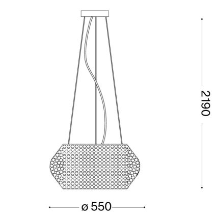 Ideal Lux - Candeeiro suspenso de cristal PASHA 10xE14/40W/230V diâmetro 55 cm dourado