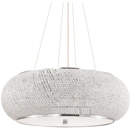 Ideal Lux - Candeeiro suspenso de cristal PASHA 14xE14/40W/230V diâmetro 65 cm cromado brilhante