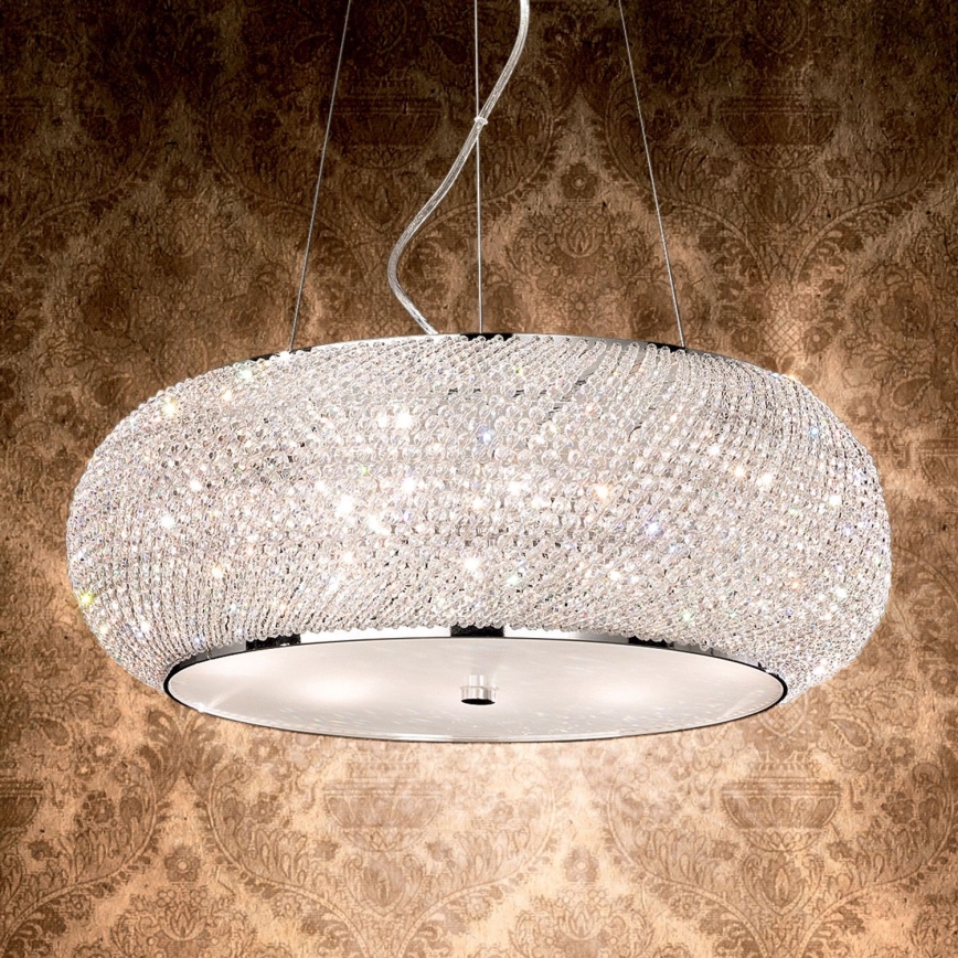 Ideal Lux - Candeeiro suspenso de cristal PASHA 6xE14/40W/230V diâmetro 40 cm cromado brilhante