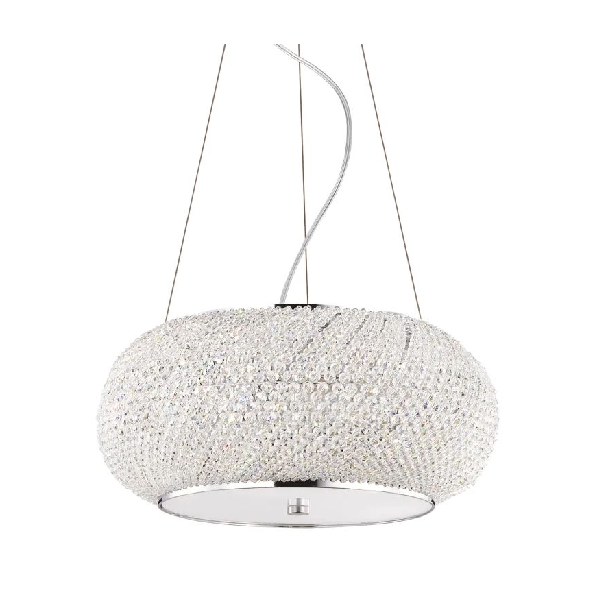 Ideal Lux - Candeeiro suspenso de cristal PASHA 6xE14/40W/230V diâmetro 40 cm cromado brilhante