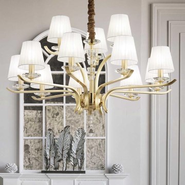Ideal Lux - Candeeiro suspenso de cristal PEGASO 12xE14/28W/230V diâmetro 102 cm dourado