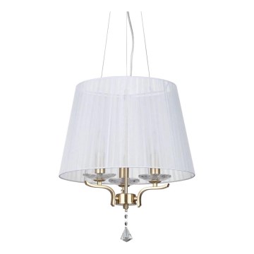 Ideal Lux - Candeeiro suspenso de cristal PEGASO 3xE14/28W/230V diâmetro 40 cm dourado