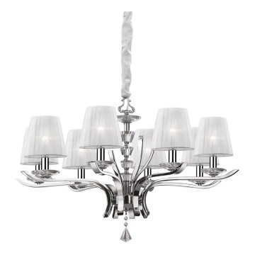 Ideal Lux - Candeeiro suspenso de cristal PEGASO 8xE14/28W/230V diâmetro 76 cm cromado brilhante