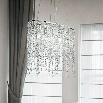 Ideal Lux - Candeeiro suspenso de cristal RAIN 5xE14/40W/230V transparente