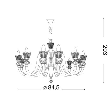Ideal Lux - Candeeiro suspenso de cristal STRAUSS 12xE14/40W/230V diâmetro 84,5 cm latão