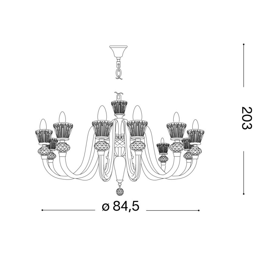 Ideal Lux - Candeeiro suspenso de cristal STRAUSS 12xE14/40W/230V diâmetro 84,5 cm latão