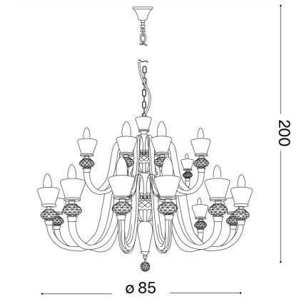 Ideal Lux - Candeeiro suspenso de cristal STRAUSS 18xE14/40W/230V diâmetro 85 cm latão