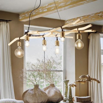 Ideal Lux - Candeeiro suspenso DRIFTWOOD 6xE27/60W/230V goiaba