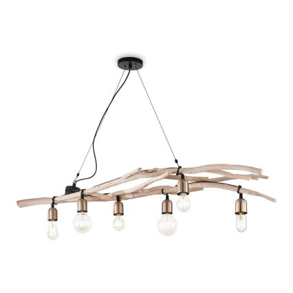 Ideal Lux - Candeeiro suspenso DRIFTWOOD 6xE27/60W/230V goiaba