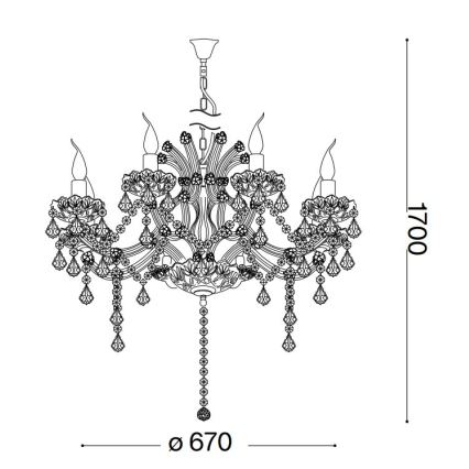 Ideal Lux - Candeeiro suspenso em cristal NAPOLEON 8xE14/40W/230V diâmetro 67 cm cromado
