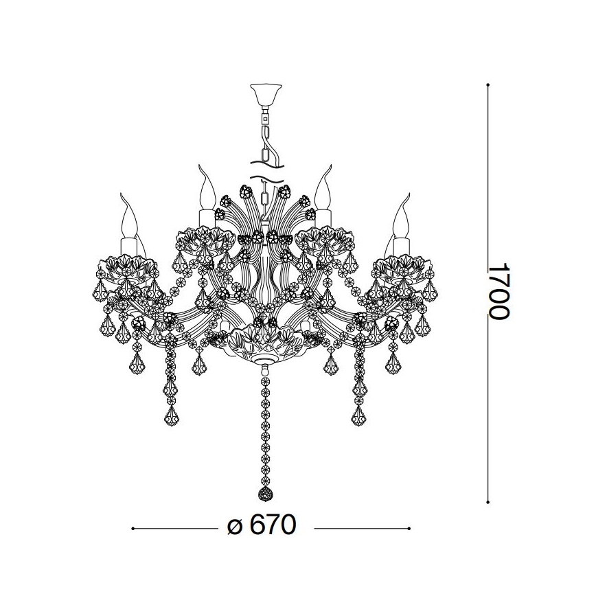 Ideal Lux - Candeeiro suspenso em cristal NAPOLEON 8xE14/40W/230V diâmetro 67 cm cromado