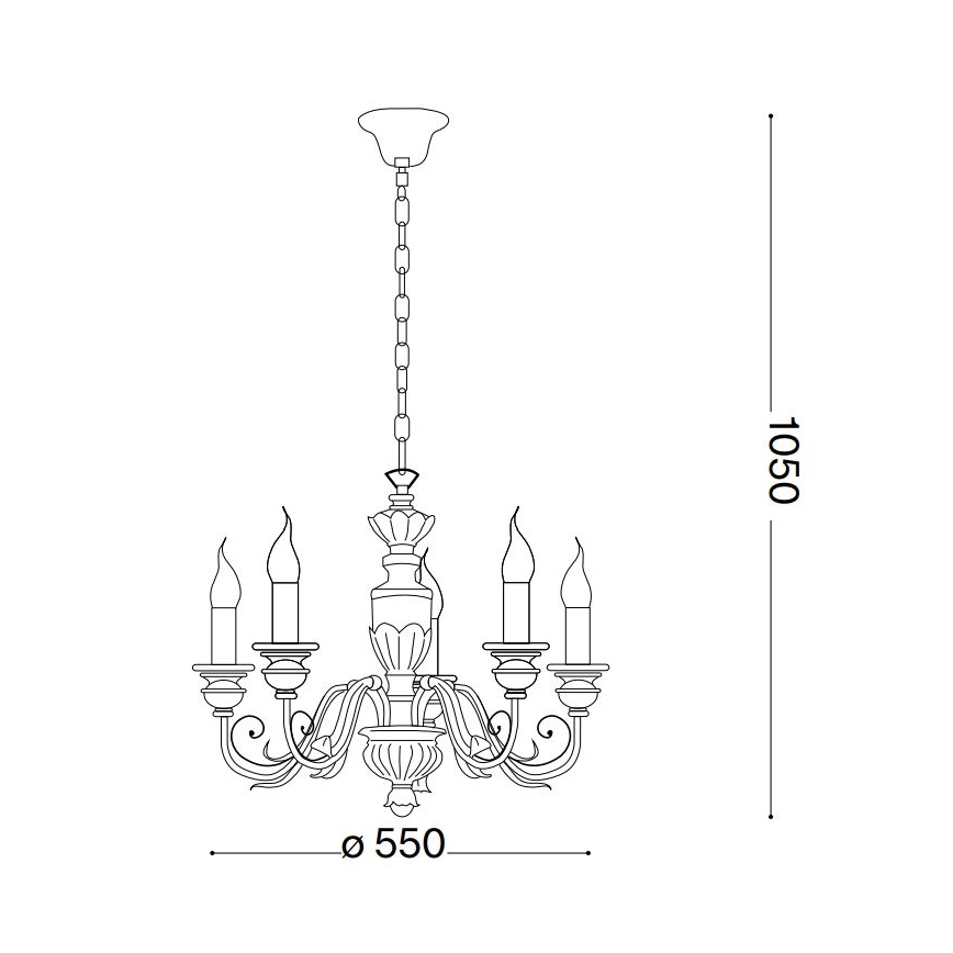 Ideal Lux - Candeeiro suspenso FIRENZE 5xE14/40W/230V diâmetro 55 cm branco/dourado