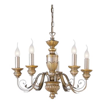 Ideal Lux - Candeeiro suspenso FIRENZE 5xE14/40W/230V diâmetro 55 cm dourado