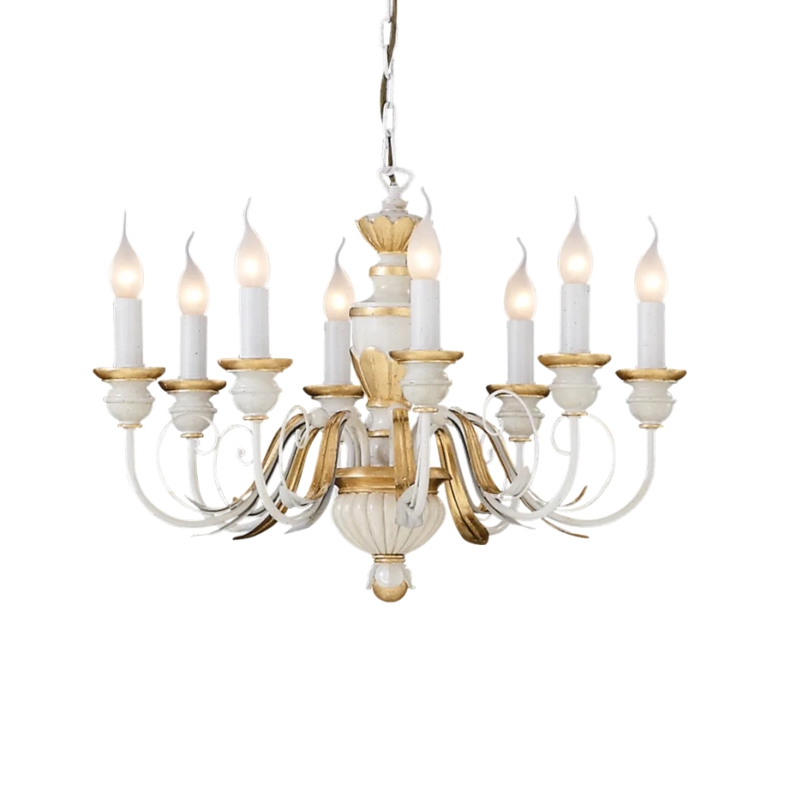 Ideal Lux - Candeeiro suspenso FIRENZE 8xE14/40W/230V diâmetro 64 cm branco/dourado