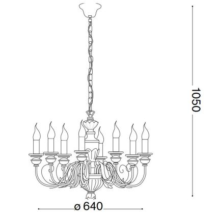 Ideal Lux - Candeeiro suspenso FIRENZE 8xE14/40W/230V diâmetro 64 cm dourado