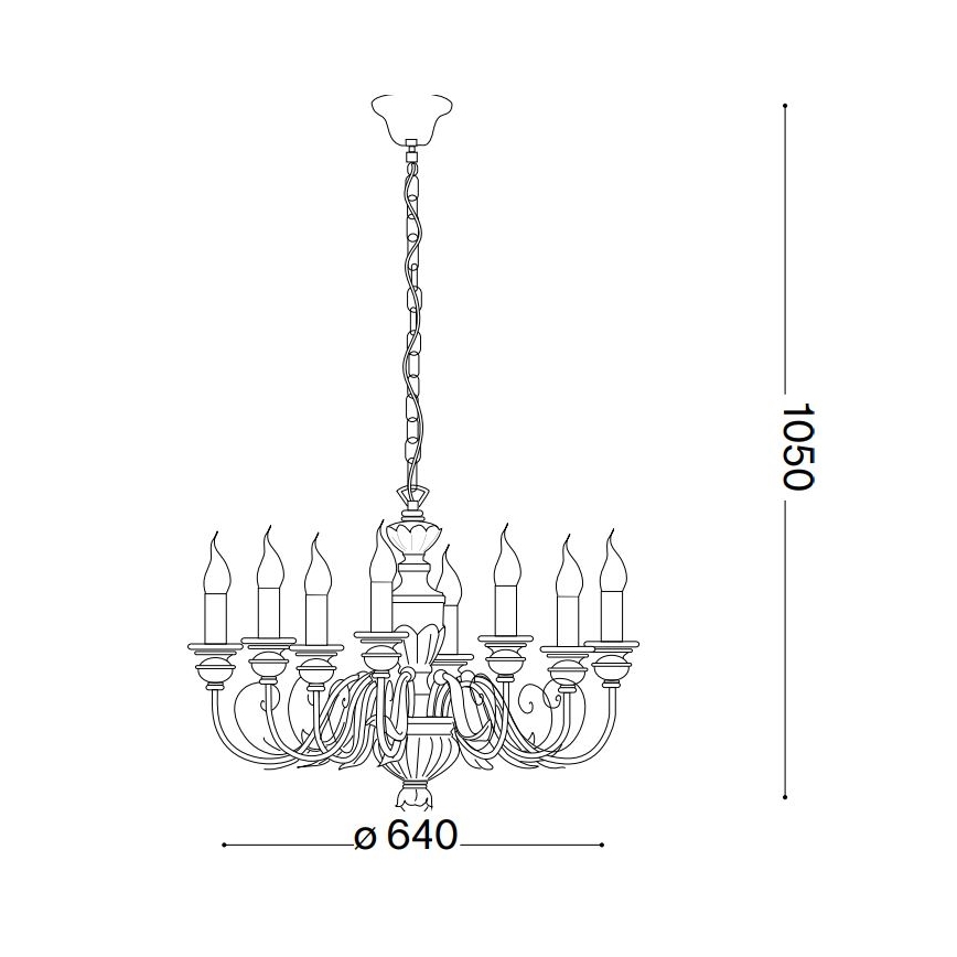 Ideal Lux - Candeeiro suspenso FIRENZE 8xE14/40W/230V diâmetro 64 cm dourado
