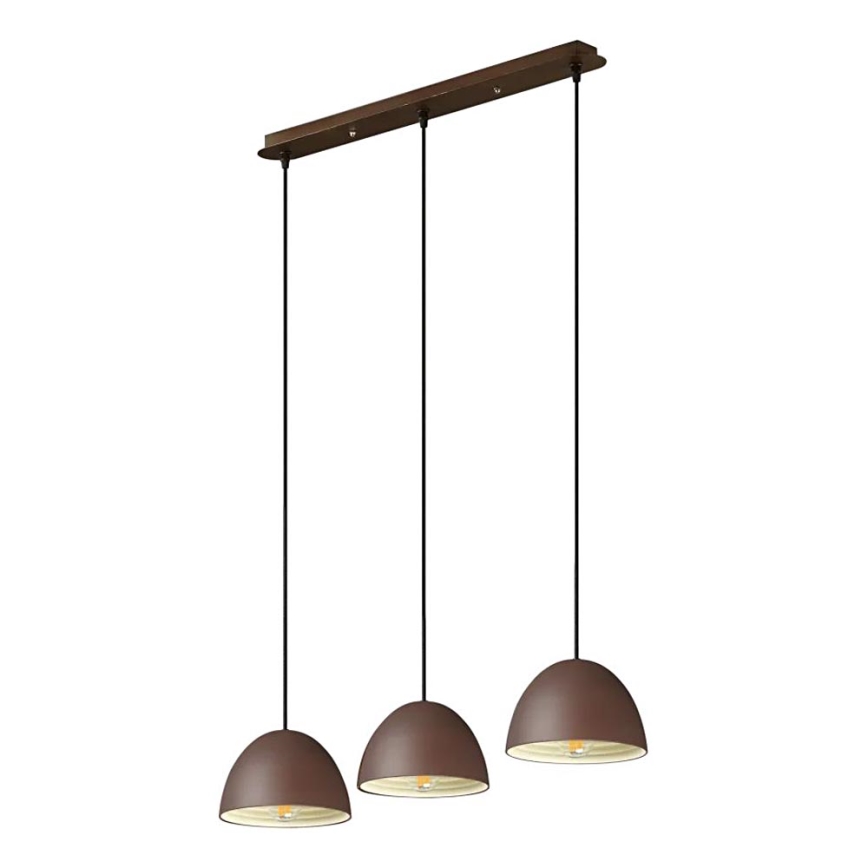 Ideal Lux - Candeeiro suspenso FOLK 3xE27/60W/230V castanho