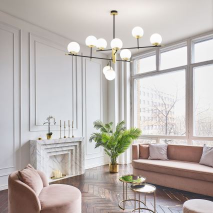 Ideal Lux - Candeeiro suspenso GOURMET 9xE14/28W/230V diâmetro 131,5 cm dourado