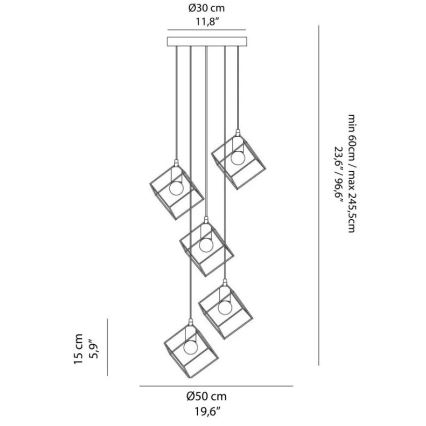 Ideal Lux - Candeeiro suspenso ICE 5xE27/60W/230V diâmetro 50 cm branco