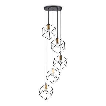 Ideal Lux - Candeeiro suspenso ICE 5xE27/60W/230V diâmetro 50 cm preto