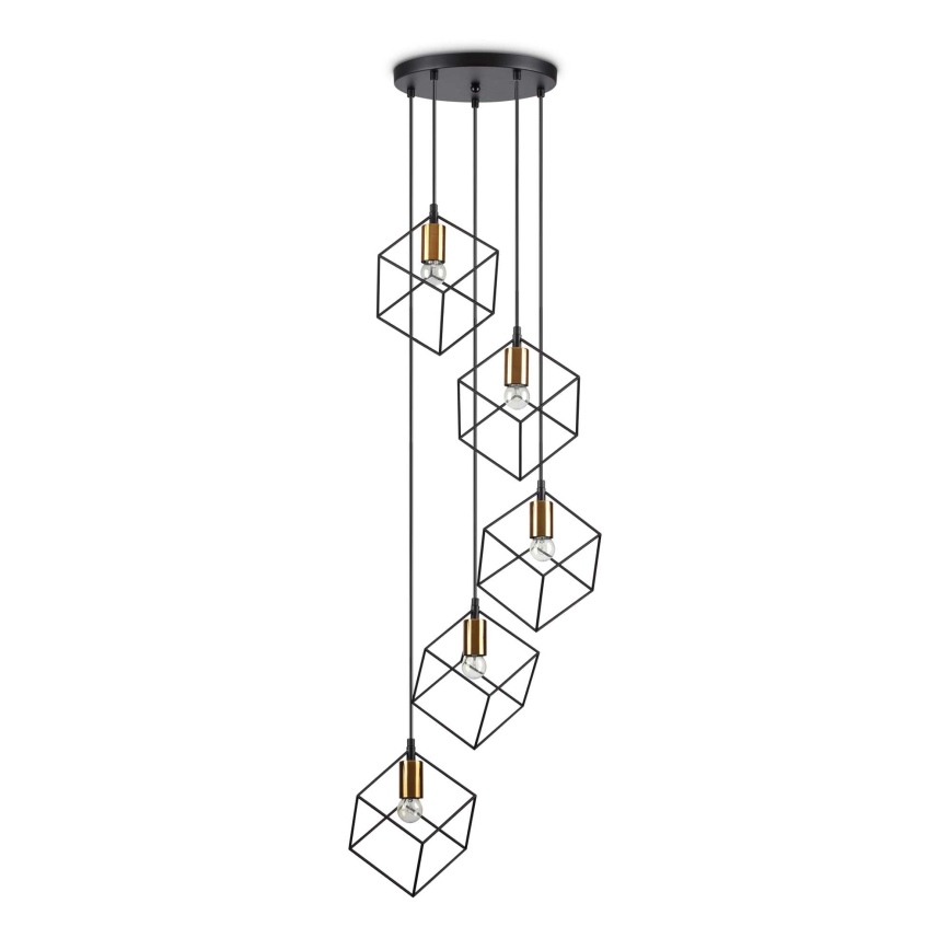 Ideal Lux - Candeeiro suspenso ICE 5xE27/60W/230V diâmetro 50 cm preto