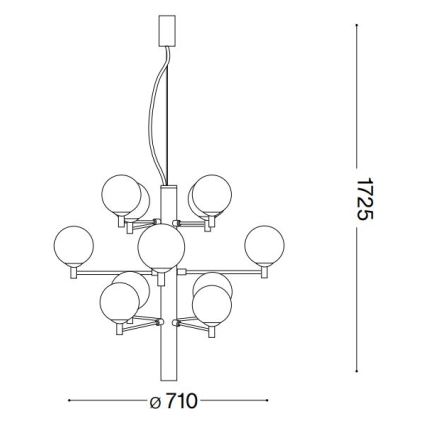 Ideal Lux - Candeeiro suspenso LED COPERNICO 12xG9/3W/230V diâmetro 71 cm preto