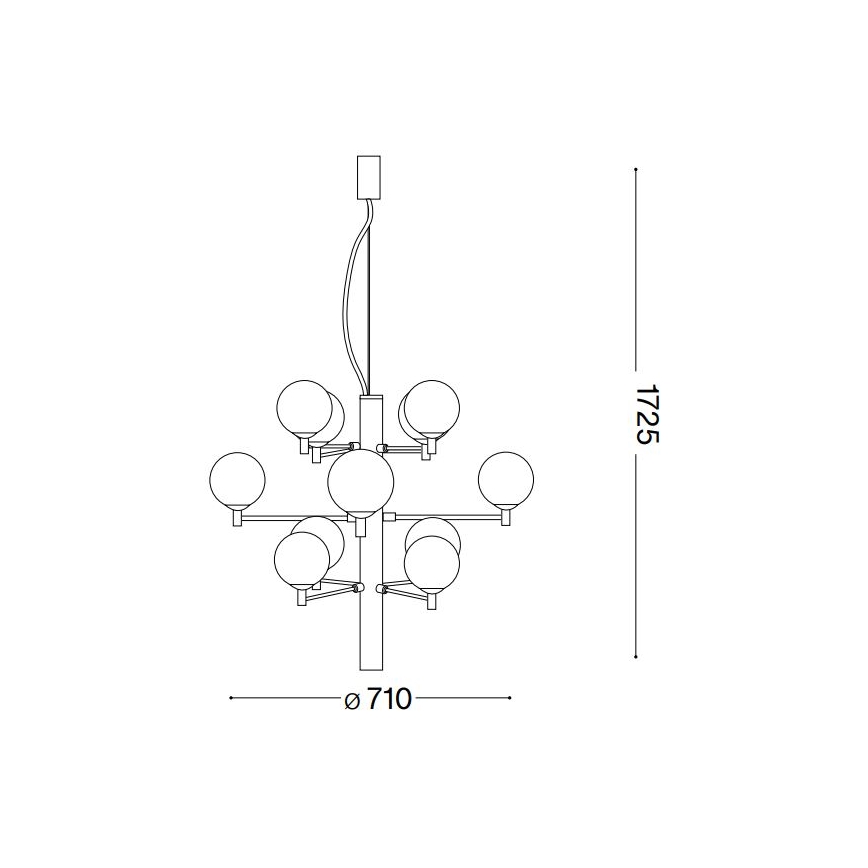 Ideal Lux - Candeeiro suspenso LED COPERNICO 12xG9/3W/230V diâmetro 71 cm preto