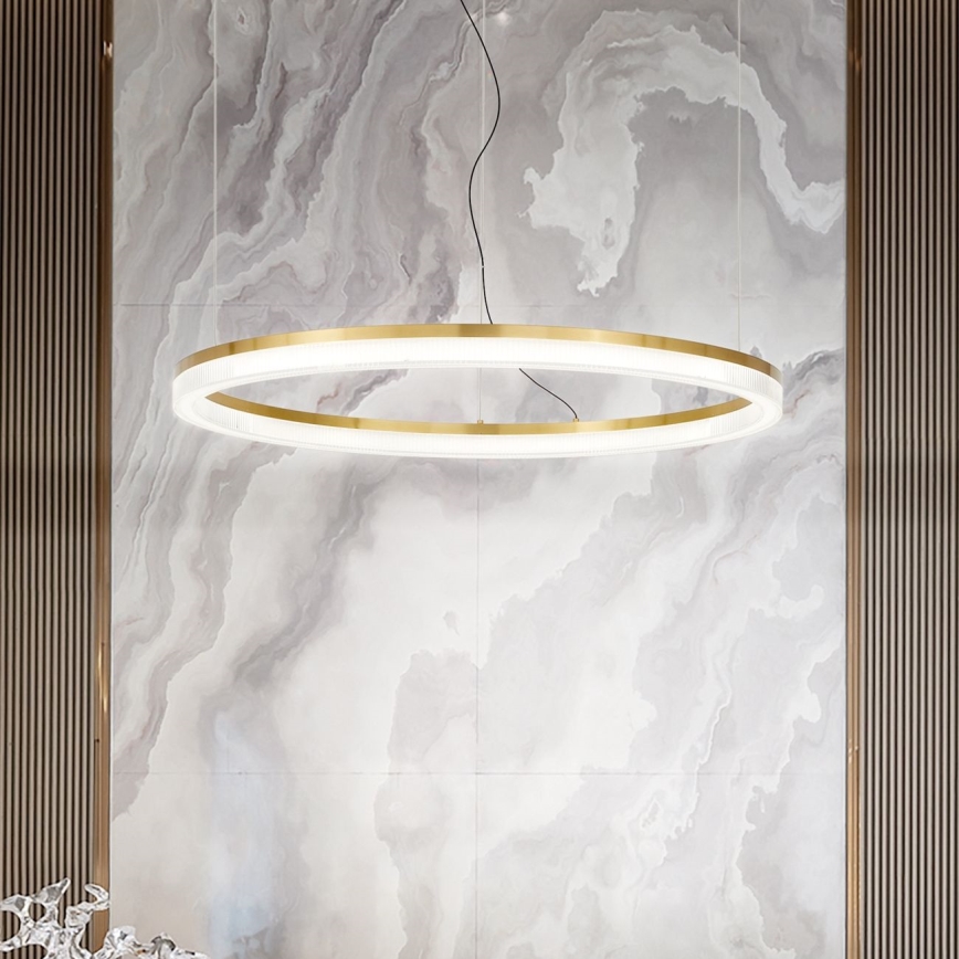 Ideal Lux - Candeeiro suspenso LED CROWN LED/30W/230V 3000K diâmetro 60 cm CRI 90 latão