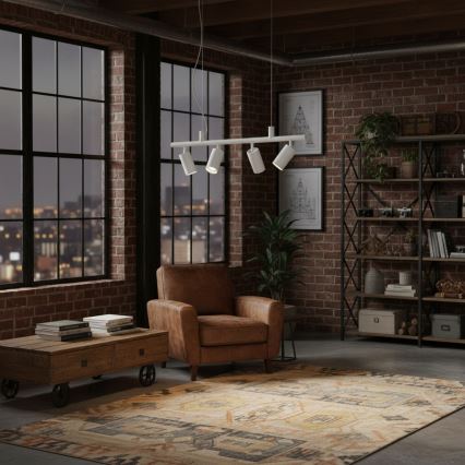 Ideal Lux - Candeeiro suspenso LED DYNAMITE 4xGU10/7W/230V CRI 90 branco