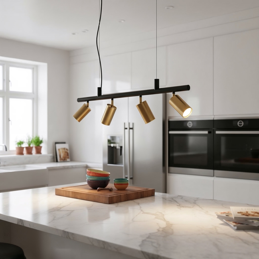 Ideal Lux - Candeeiro suspenso LED DYNAMITE 4xGU10/7W/230V CRI 90 preto/latão