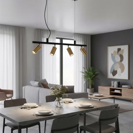 Ideal Lux - Candeeiro suspenso LED DYNAMITE 4xGU10/7W/230V CRI 90 preto/latão