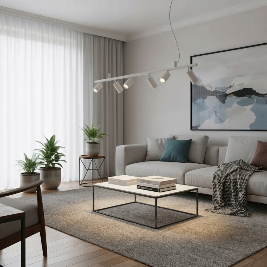 Ideal Lux - Candeeiro suspenso LED DYNAMITE 6xGU10/7W/230V CRI 90 branco