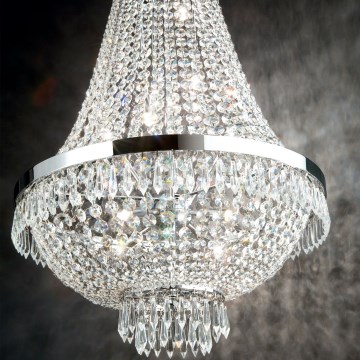 Ideal Lux - Candeeiro suspenso LED em cristal CAESAR 6xG9/3W/230V diâmetro 38 cm cromado brilhante