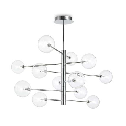 Ideal Lux - Candeeiro suspenso LED EQUINOXE 12xG4/2W/230V diâmetro 124 cm cromado brilhante/transparente