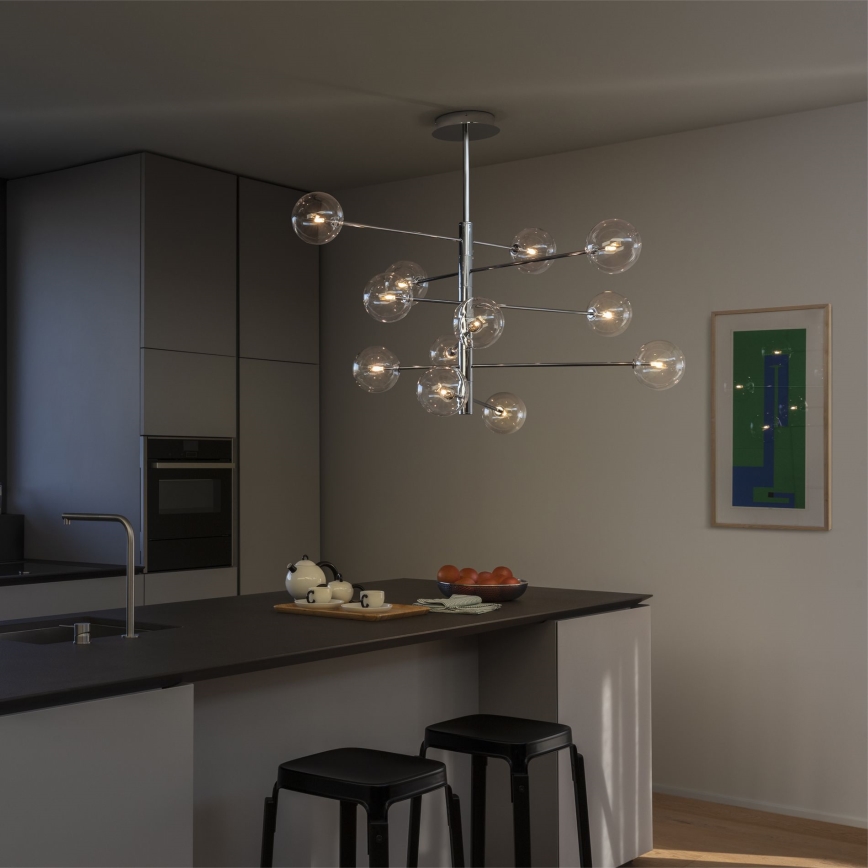 Ideal Lux - Candeeiro suspenso LED EQUINOXE 12xG4/2W/230V diâmetro 124 cm cromado brilhante/transparente