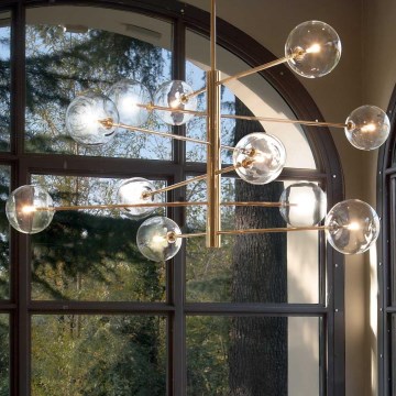 Ideal Lux - Candeeiro suspenso LED EQUINOXE 12xG4/2W/230V diâmetro 124 cm latão/transparente