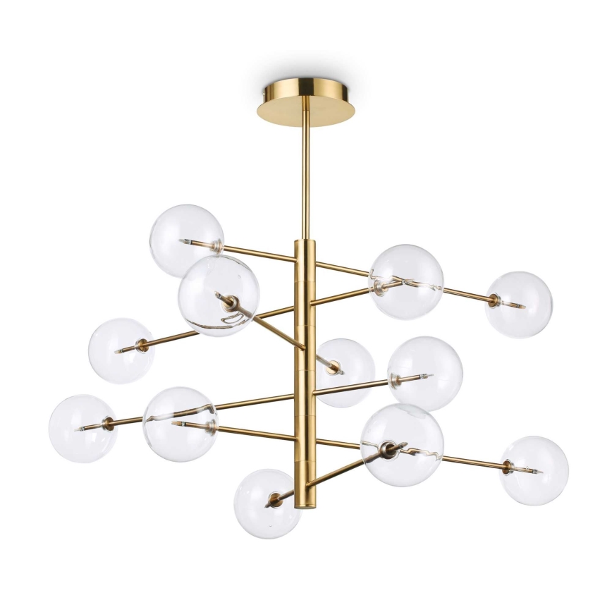 Ideal Lux - Candeeiro suspenso LED EQUINOXE 12xG4/2W/230V diâmetro 124 cm latão/transparente