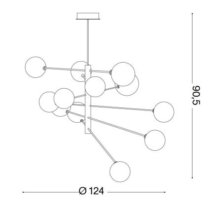 Ideal Lux - Candeeiro suspenso LED EQUINOXE 12xG4/2W/230V diâmetro 124 cm latão/transparente