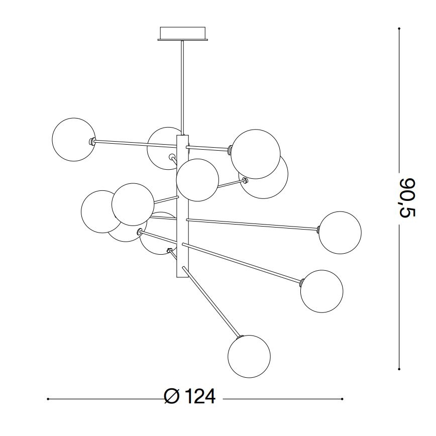Ideal Lux - Candeeiro suspenso LED EQUINOXE 12xG4/2W/230V diâmetro 124 cm latão/transparente